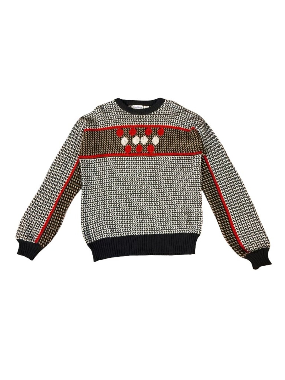 Vintage 1980s Rep Paige Black White Acrylic Sweater Made in Romania